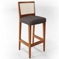 Kit 03 Banquetas Alta Branco Linho Cinza Escuro