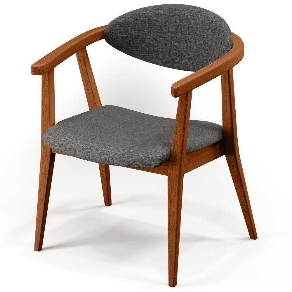 Kit 02 Poltronas Cecília B04 Linho Cinza Escuro - 4