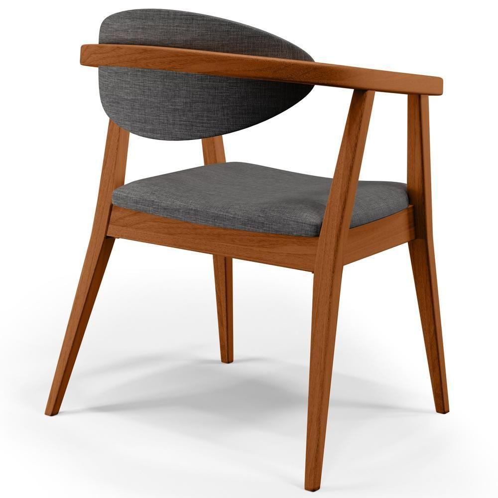 Kit 02 Poltronas Cecília B04 Linho Cinza Escuro - 5