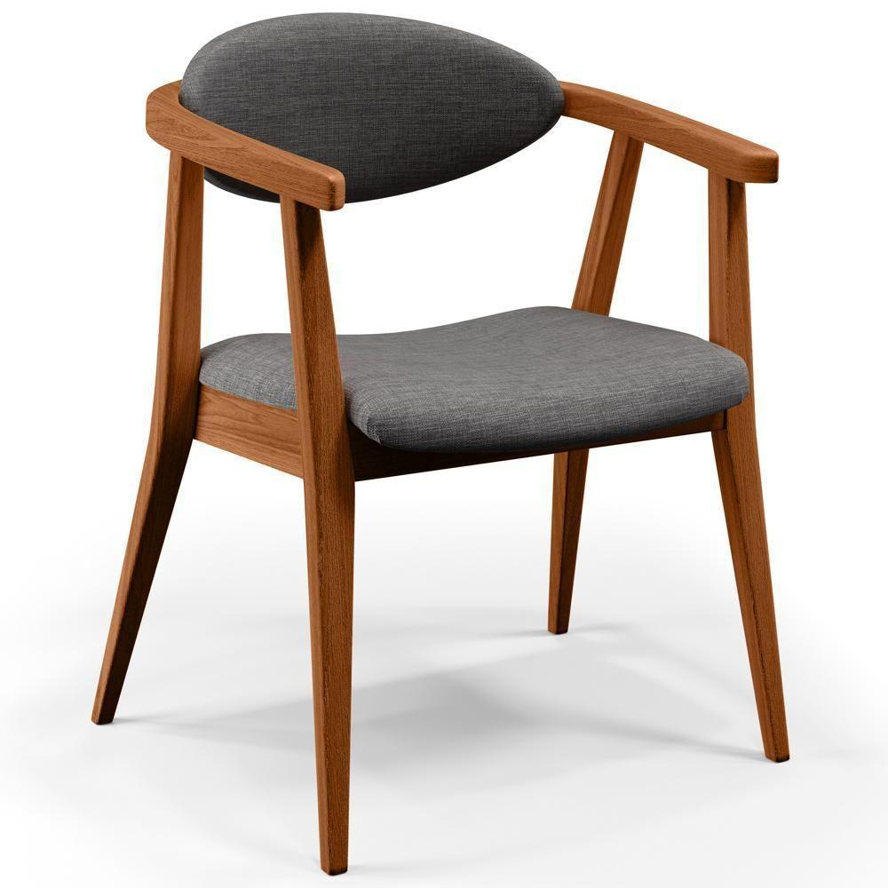 Kit 02 Poltronas Cecília B04 Linho Cinza Escuro - 8