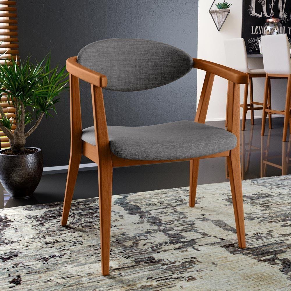 Kit 02 Poltronas Cecília B04 Linho Cinza Escuro - 9