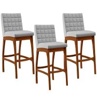 Kit 03 Banquetas Altas Para Cozinha B04 Cinza - 1