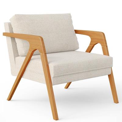 Poltrona Pietra Decorativa Para Sala De Estar Linho Bege Lyam Decor