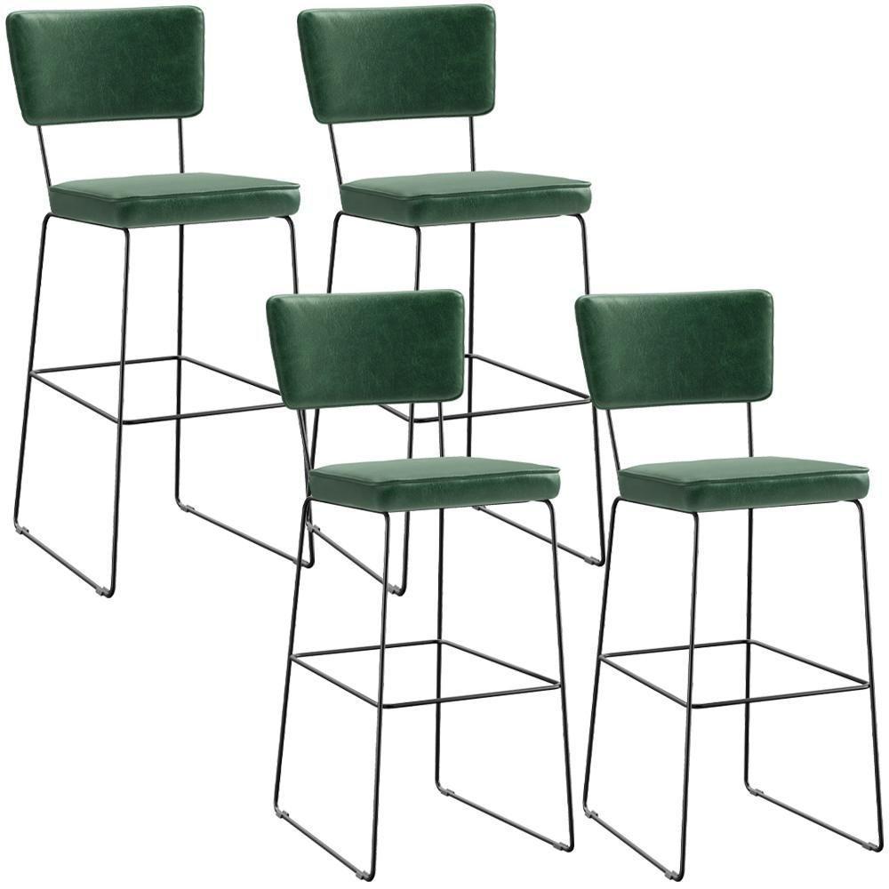 Kit 4 Banquetas Altas Base Em Aço Fixa Facto Verde Musgo - 1