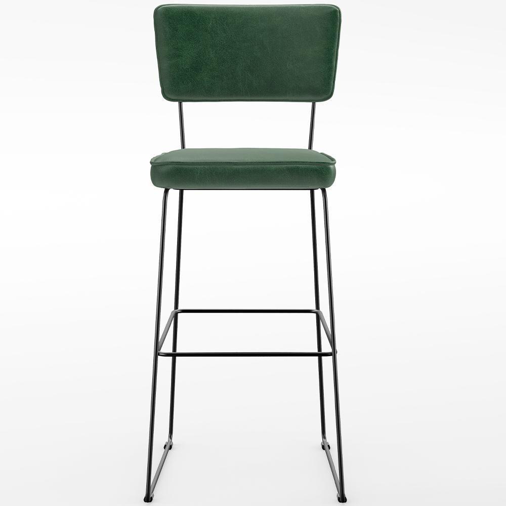 Kit 4 Banquetas Altas Base Em Aço Fixa Facto Verde Musgo - 5