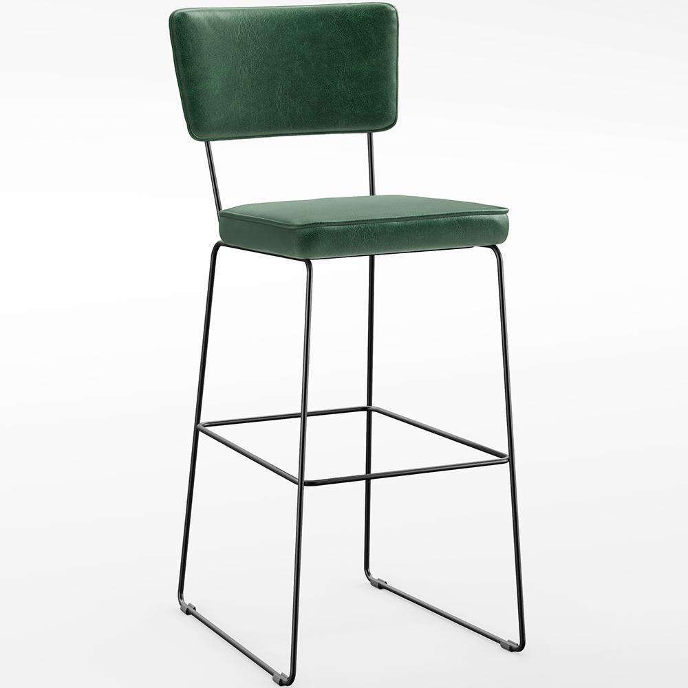 Kit 4 Banquetas Altas Base Em Aço Fixa Facto Verde Musgo - 8
