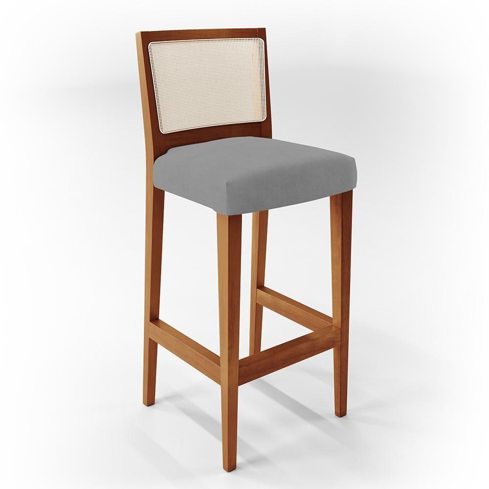 Kit 02 Banquetas Alta Encost Branco Facto Cinza - 7