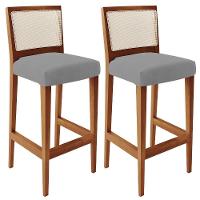 Kit 02 Banquetas Alta Encost Branco Facto Cinza - 1