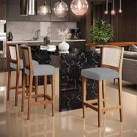 Kit 02 Banquetas Alta Encost Branco Facto Cinza - 8