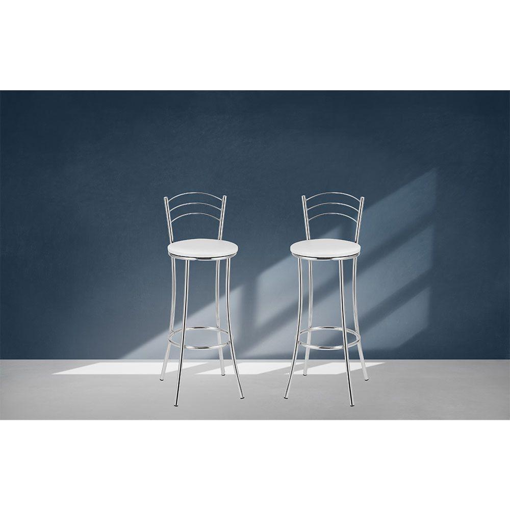 Kit 2 Banquetas Com Encosto Treparoni Branco - 1