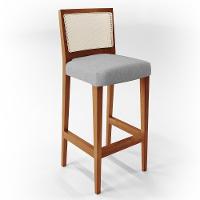 Kit 04 Banquetas Alta Branco Linho Cinza -lyam Decor