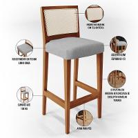 Kit 04 Banquetas Alta Branco Linho Cinza -lyam Decor - 6