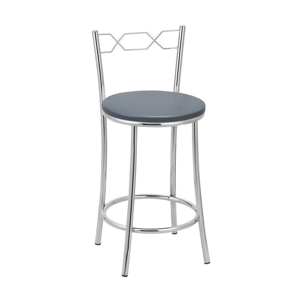 Kit 2 Banquetas Cromadas Assento Espuma D15 Treparoni Cinza - 1