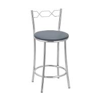 Kit 2 Banquetas Cromadas Assento Espuma D15 Treparoni Cinza - 1