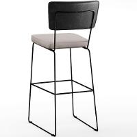 Kit 02 Banquetas Altas Preto Linho Bege - 2