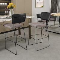 Kit 02 Banquetas Altas Preto Linho Bege - 9