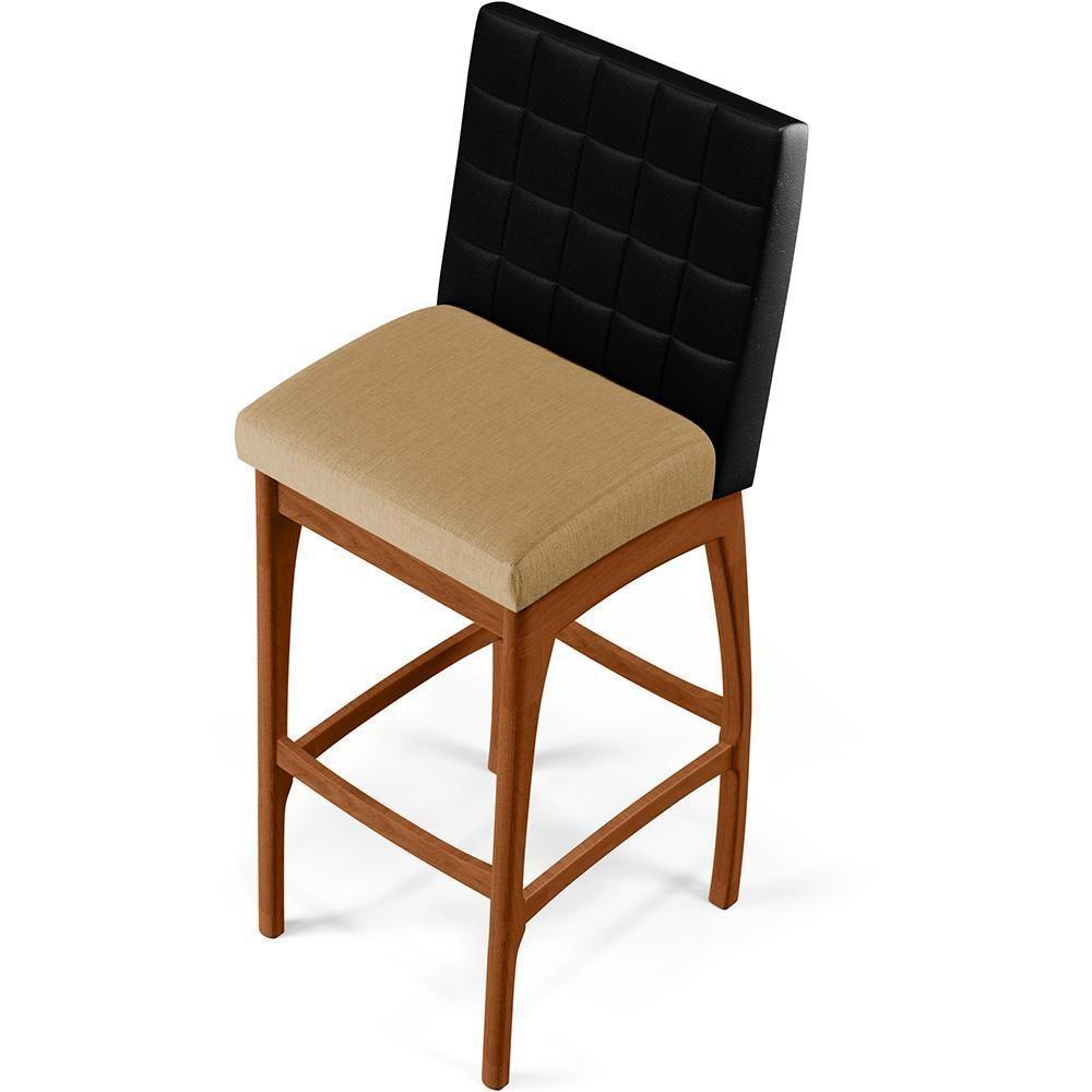 Kit 04 Banquetas Altas B04 Preto Bege Escuro - 3