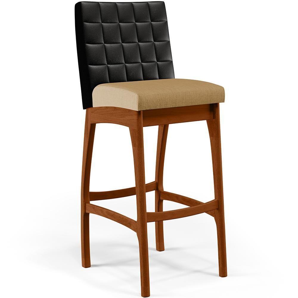 Kit 04 Banquetas Altas B04 Preto Bege Escuro - 8