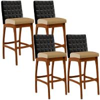 Kit 04 Banquetas Altas B04 Preto Bege Escuro - 1