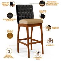 Kit 04 Banquetas Altas B04 Preto Bege Escuro - 7