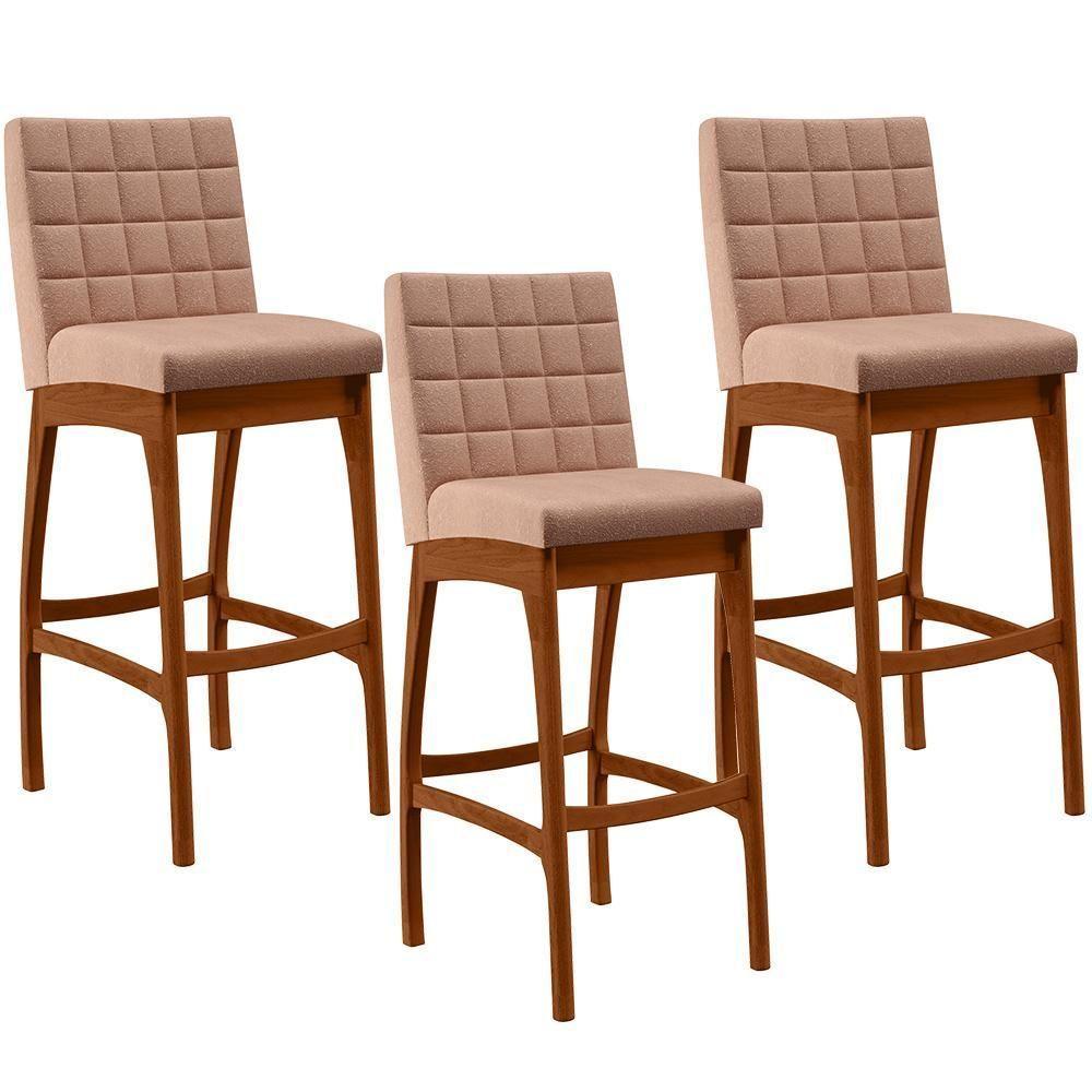 Kit 03 Banquetas Altas Para Cozinha B04 Rosê - 1