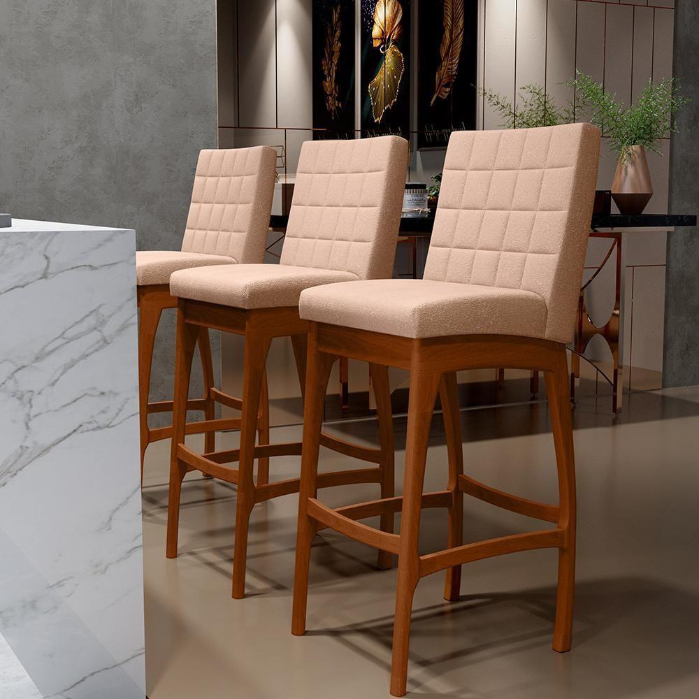 Kit 03 Banquetas Altas Para Cozinha B04 Rosê - 9