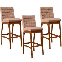 Kit 03 Banquetas Altas Para Cozinha B04 Rosê - 1