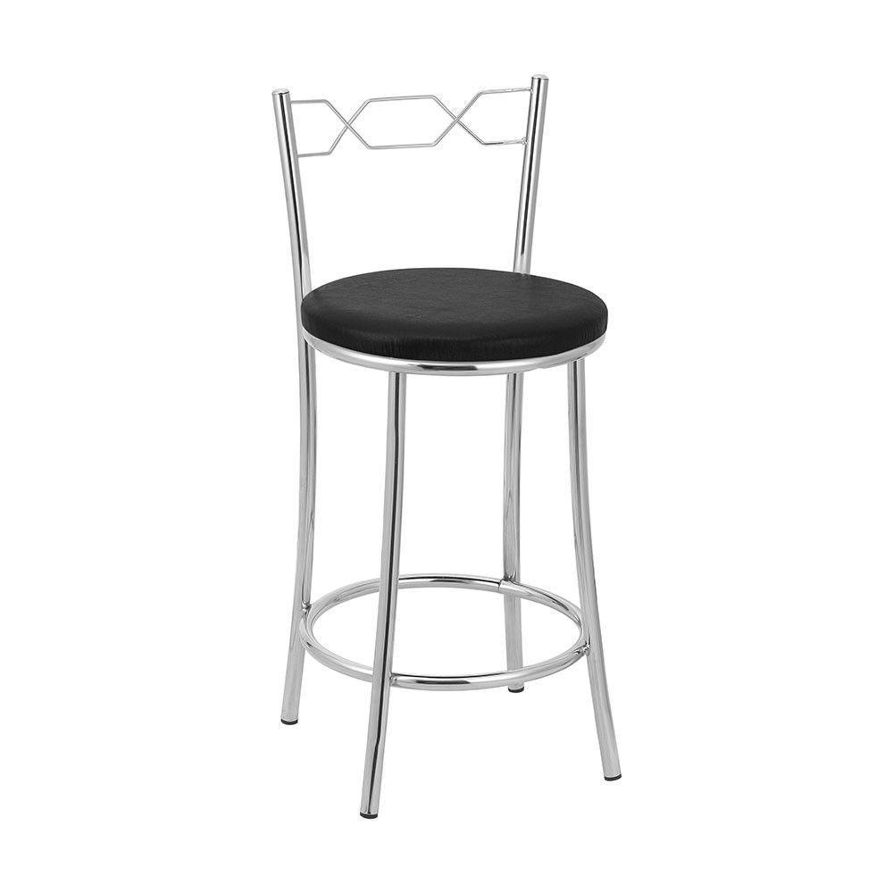 Kit 2 Banquetas Cromadas Assento Espuma D15 Treparoni Preto - 1