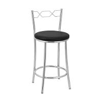 Kit 2 Banquetas Cromadas Assento Espuma D15 Treparoni Preto - 1