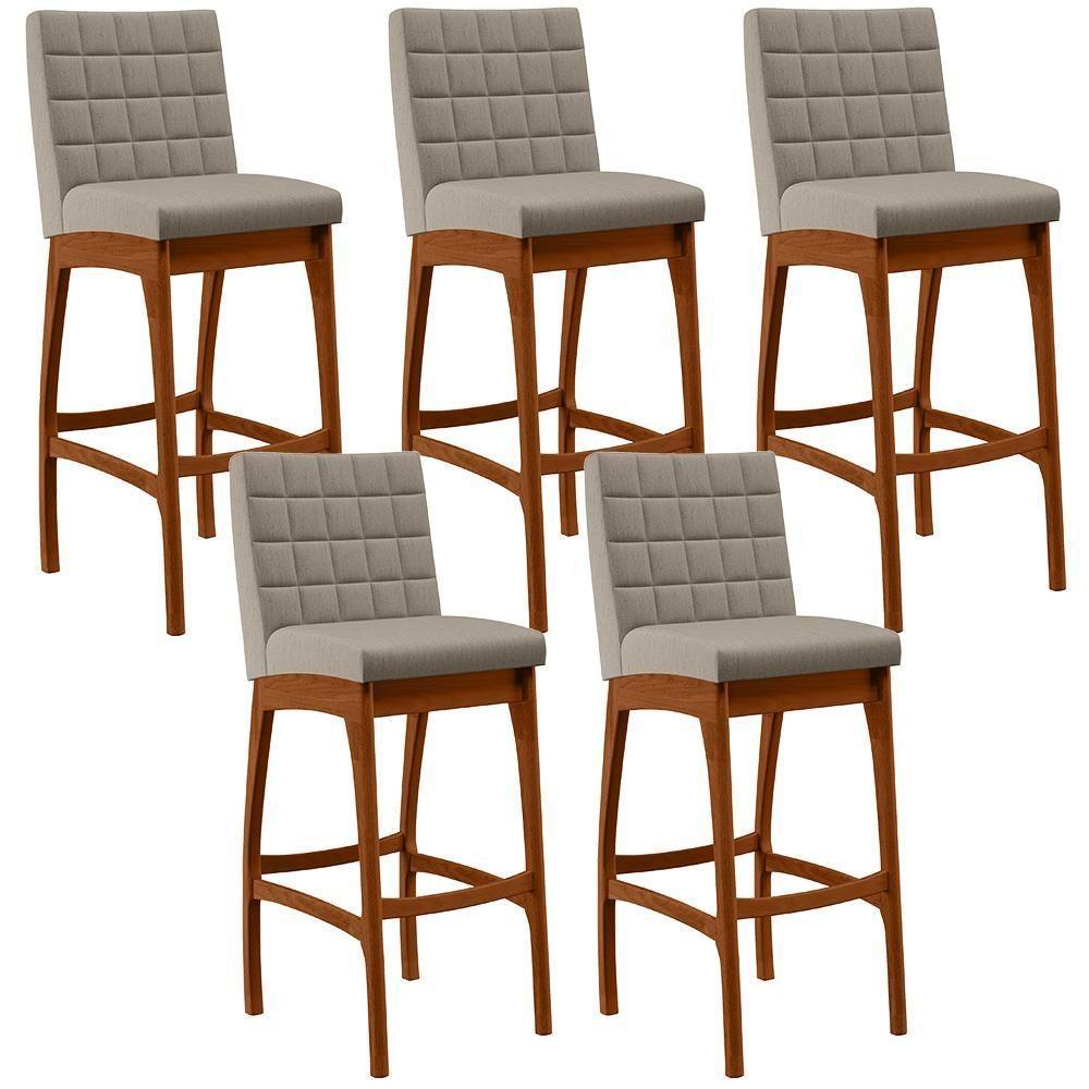 Kit 05 Banquetas Altas Para Cozinha B04 Bege - 1