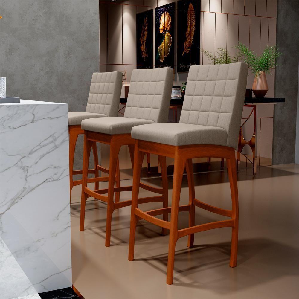 Banqueta Alta Para Cozinha B04 Bege - 8