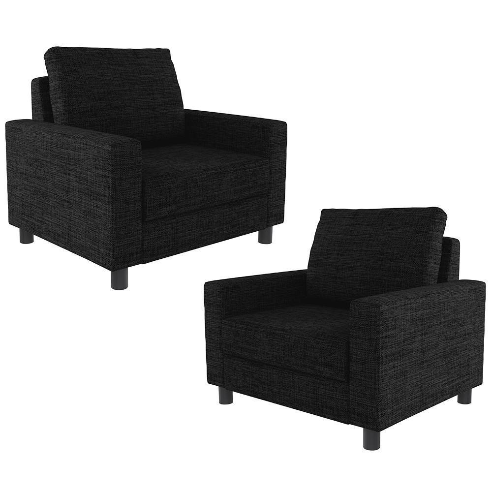 Kit 02 Poltronas Malta L02 Linho Chumbo - 1