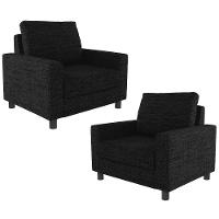 Kit 02 Poltronas Malta L02 Linho Chumbo - 1