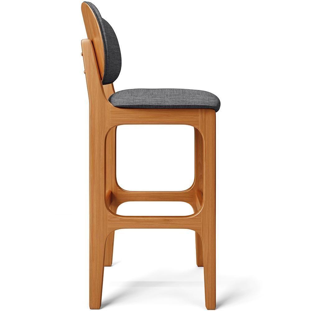 Kit 4 Banquetas Alta Betta Imbuia Linho Cinza Escuro - 3