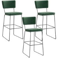 Kit 3 Banquetas Altas Base Em Aço Fixa Facto Verde Musgo - 1