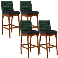 Kit 04 Banquetas Altas Cozinha B04 Verde Musgo Preto - 1