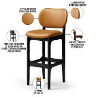 Kit 6 Banquetas Alta Betta Preto Whisky - 6