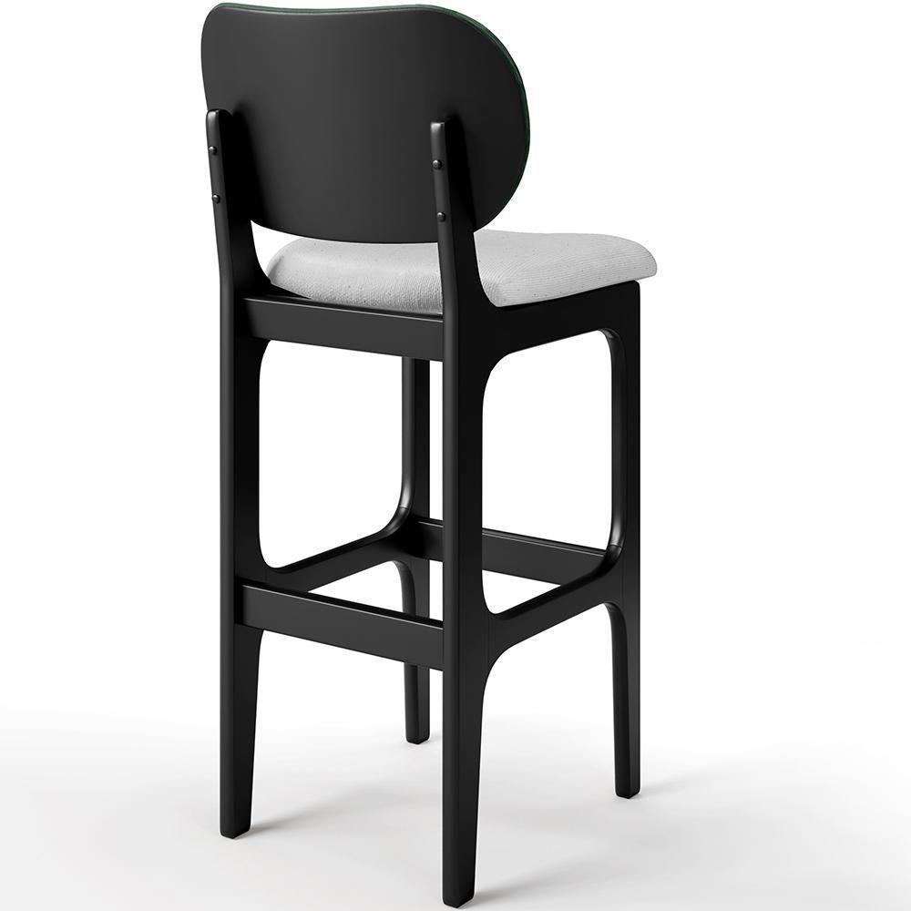 Kit 4 Banquetas Alta Betta Preto Facto Verde Linho Cinza - 2