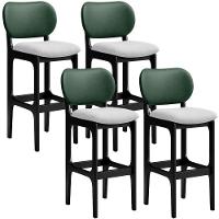 Kit 4 Banquetas Alta Betta Preto Facto Verde Linho Cinza - 1