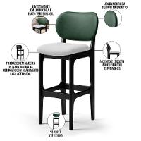 Kit 4 Banquetas Alta Betta Preto Facto Verde Linho Cinza - 6
