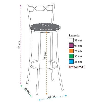 Kit 2 Banquetas Cromadas Espuma D15 Treparoni Roxo