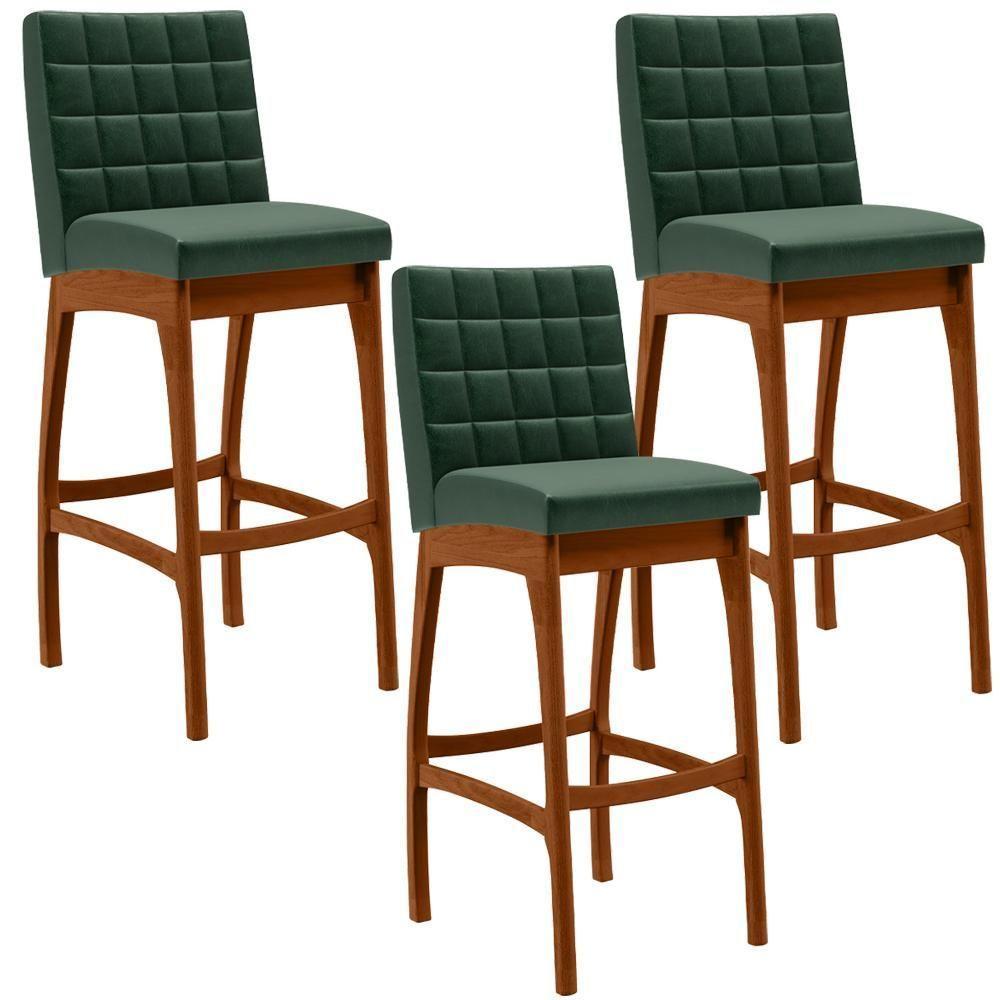 Kit 03 Banquetas Altas Mila Facto Verde Musgo - 1