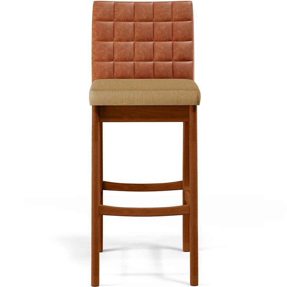 Kit 04 Banquetas Altas Mila Camel Linho Bege Escuro - 5