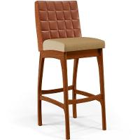 Kit 04 Banquetas Altas Mila Camel Linho Bege Escuro - 8