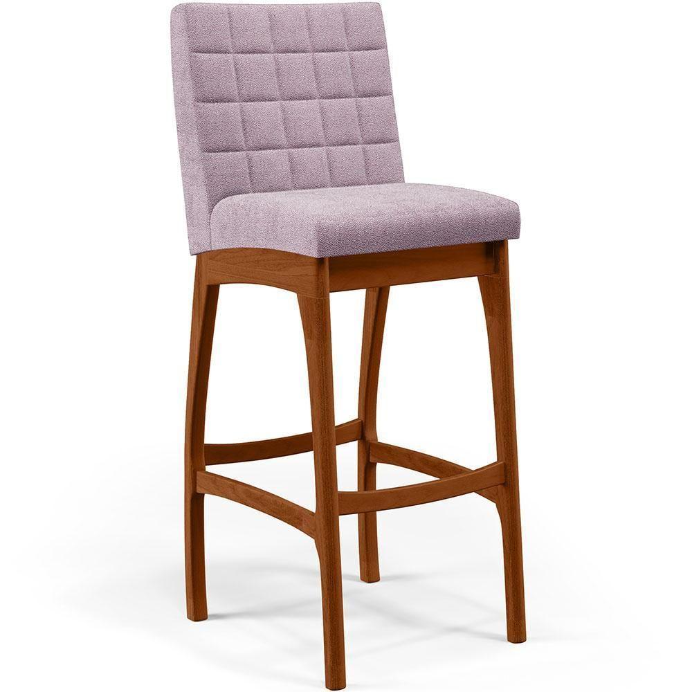 Banqueta Alta Cozinha De Jantar Fixa Mila B04 Bouclê Rosê - 1