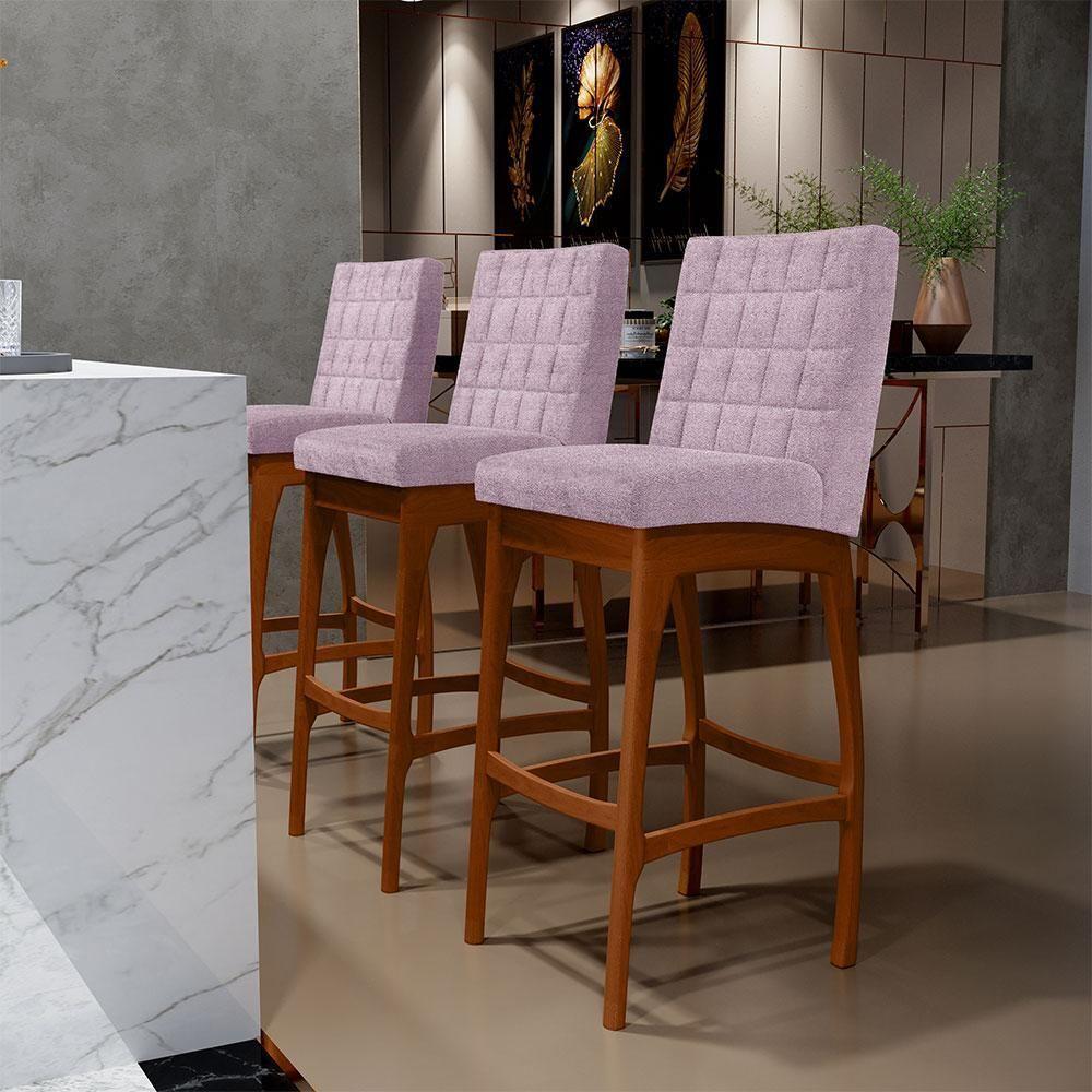 Banqueta Alta Cozinha De Jantar Fixa Mila B04 Bouclê Rosê - 8