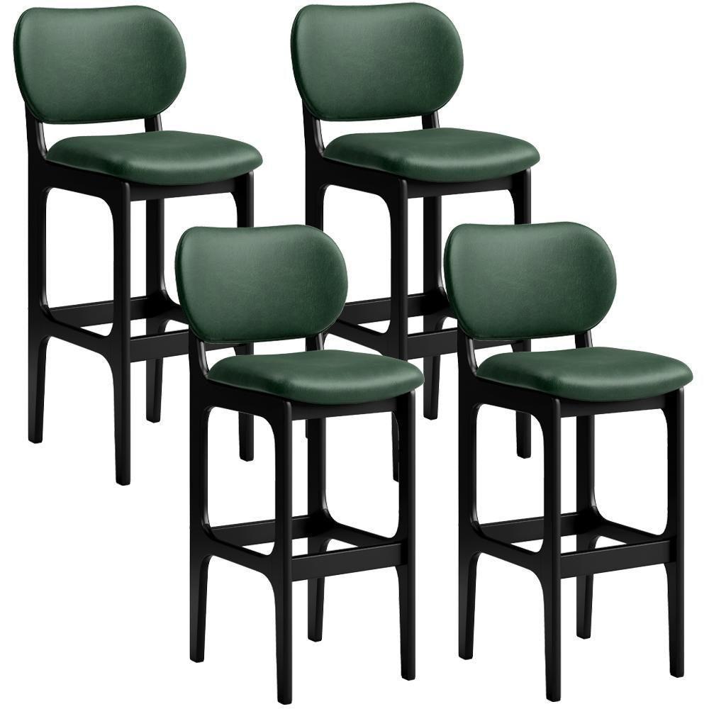 Kit 4 Banquetas Alta Betta Preto Facto Verde Musgo - 1