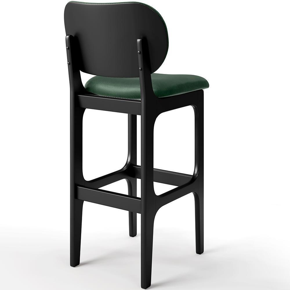 Kit 4 Banquetas Alta Betta Preto Facto Verde Musgo - 2