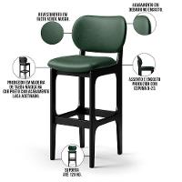 Kit 4 Banquetas Alta Betta Preto Facto Verde Musgo - 6