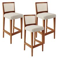 Kit 03 Banquetas Alta Cozinha Branco Zion L02 Champagne - 1